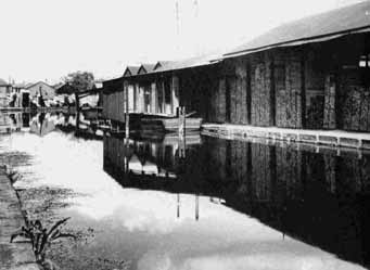 Timber warehouses at Springfield Basin